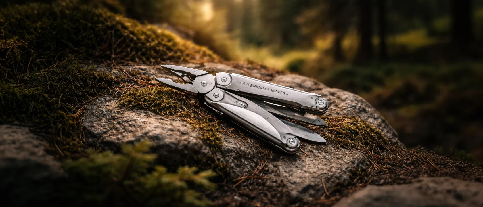 Leatherman Multi-Tools auf dunkler Oberfläche