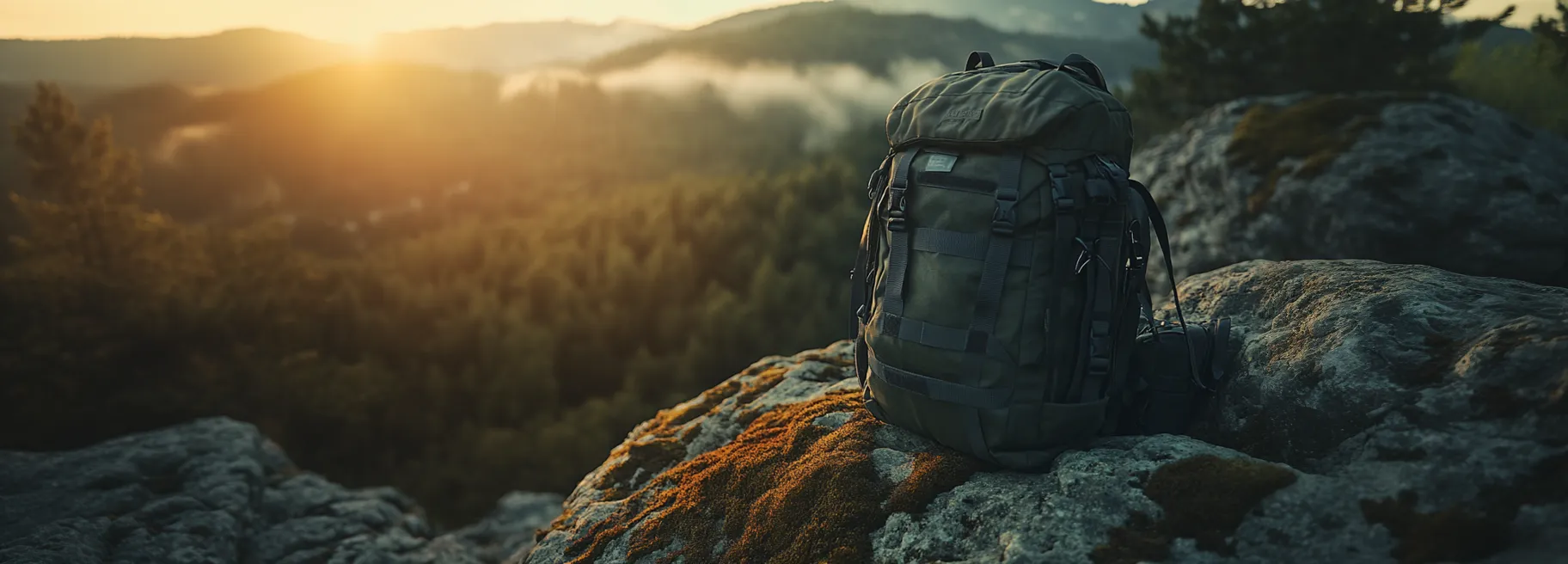 Notfallrucksack auf einem Bergpfad, bereit für den Einsatz